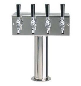 Enlarge D7744PSS Stainless Steel 4 Faucet T-Style Draft Beer Tower - 3 Inch Column