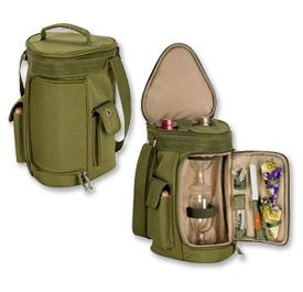 Enlarge Picnic Time Meritage Insulated Wine & Cheese Tote - Olive Green/Tan