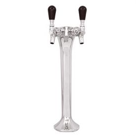 Enlarge MLN2 Milano 2 - Brass w/ Chrome Finish 2 Faucets Draft Beer Tower - 3.3 Inch Column - Glycol Cooled
