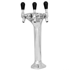 Enlarge MLN3 Milano 3 - Brass w/ Chrome Finish 3 Faucets Draft Beer Tower - 3.3 Inch Column - Glycol Cooled