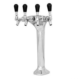 Enlarge MLN4 Milano 4 - Brass w/ Chrome Finish 4 Faucets Draft Beer Tower - 3.3 Inch Column - Glycol Cooled