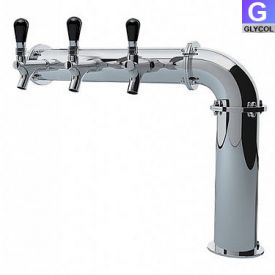Enlarge PS189-3 Stainless Steel Persey 3 Faucet Elbow Style Draft Beer Tower - 3.3 Inch Column - Glycol Cooled