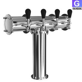 Enlarge TR230-4 Stainless Steel Terra-4 4 Faucet Draft Beer Tower - 3.3 Inch Column - Glycol Cooled