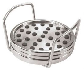 Enlarge Oggi 7160 Stainless Steel 5 Pc. Rubbergrip Coaster Set