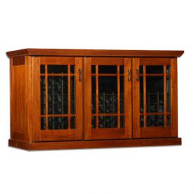 Enlarge Le Cache Mission Credenza 180-Bottle Wine Cellar - Provincial Cherry Finish