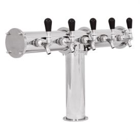 Enlarge TR211-5 Stainless Steel Terra-5 5 Faucet Draft Beer Tower - 3.3 Inch Column - Glycol Cooled